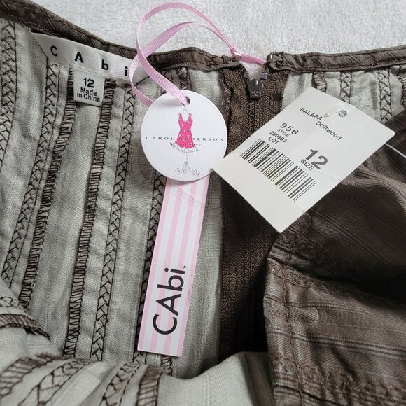 CAbi Womens Palapa Driftwood Skirt Size 12 Brown A-Line Flared Hem New #956 - Picture 4 of 10